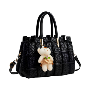 hand-woven PU leather handbag