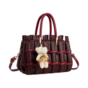 hand-woven PU leather handbag